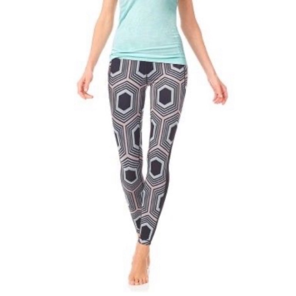 Sweaty Betty Reversible Blue Black Geometric Full Length Leggings size XS